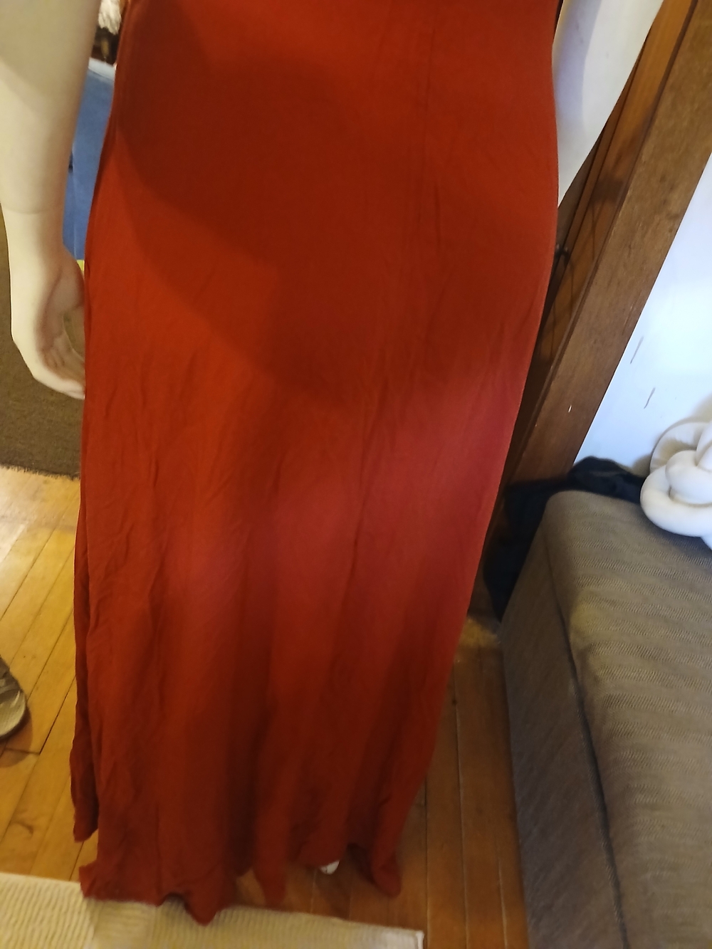 Women's Red Ruffle Button-Front Dress - Picture 6 of 6